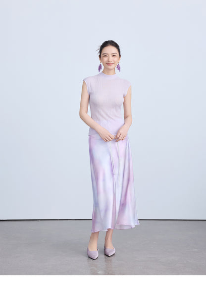 Chic High-End Silk Gradient Half Skirt for Women