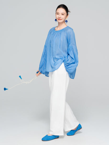 High-End Linen Casual Plus Size Women's Shirt