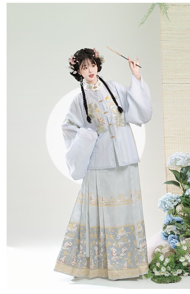 Trees of Sea 2025 New Ming Hanfu Set Stand Collar Embroidered Horse Face Skirt