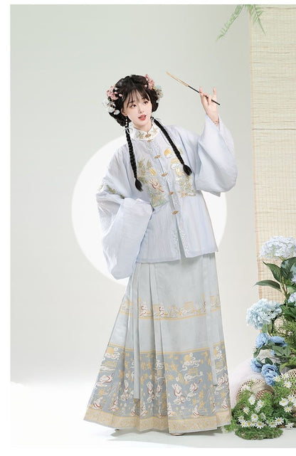 Trees of Sea 2025 New Ming Hanfu Set Stand Collar Embroidered Horse Face Skirt