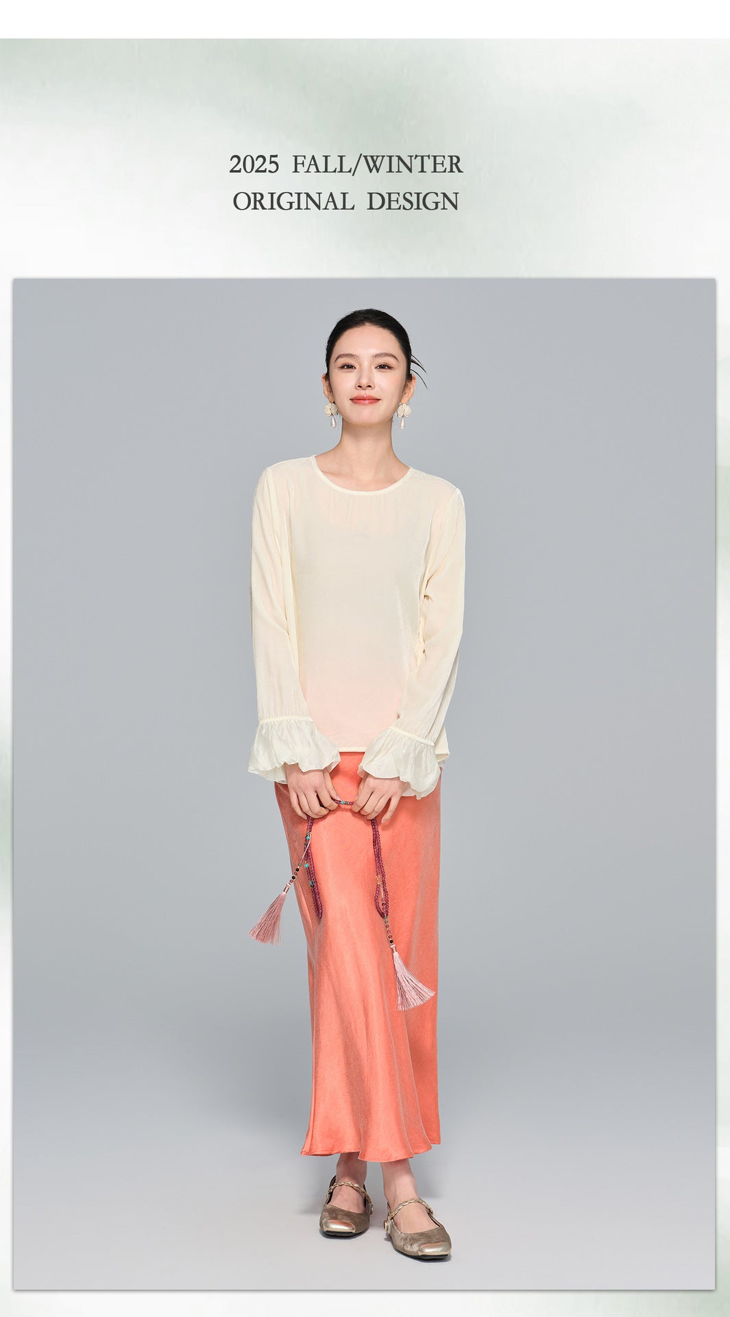 Autumn High-Waist Cupro Silk Skirt for Women