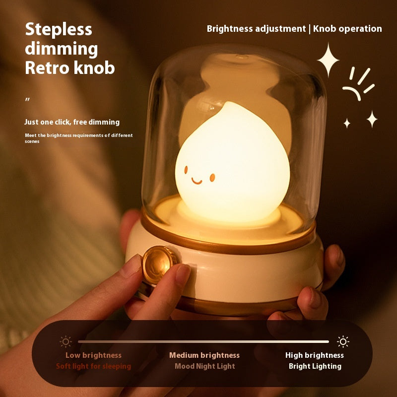 USB Rechargeable Night Light Vintage Oil Lamp Soft Light for Bedroom