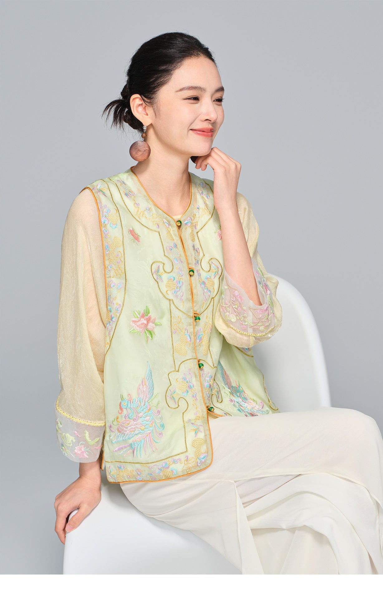 Elegant Silk Vest with Embroidery