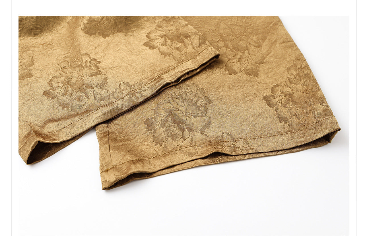 2026 New Chinese Style Elegant Acetate Wide-Leg Pants for Women