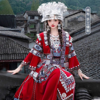 Traditional Ethnic Performance Outfit — Miao Village Inspired Set