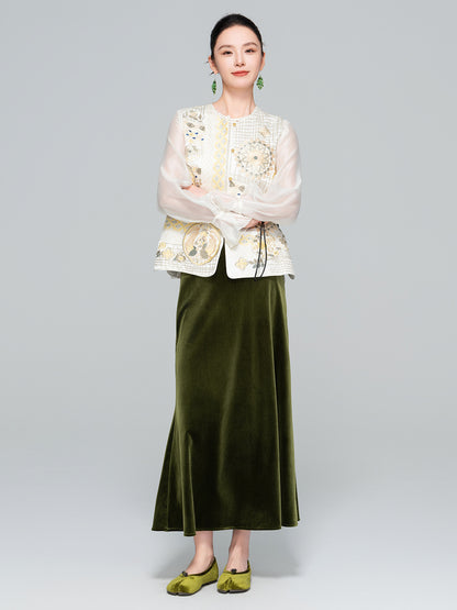 High-End Vintage Silk Embroidered Women's Vest