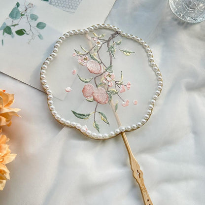 Ancient Style Tassel Round Fan — Hanfu Dance Fan for Adults & Kids