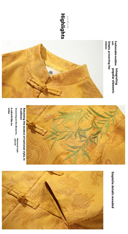 Mens Chinese Tang Suit Retro Hanfu Loose Plus Size Velvet Coat