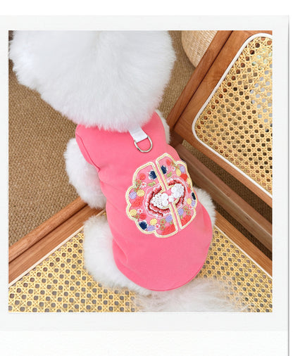 Spring Summer Pet Chinese Style Embroidered Vest for Dogs and Cats