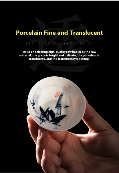 Hand-Painted Blue and White Porcelain Master Tea Cup Jingdezhen