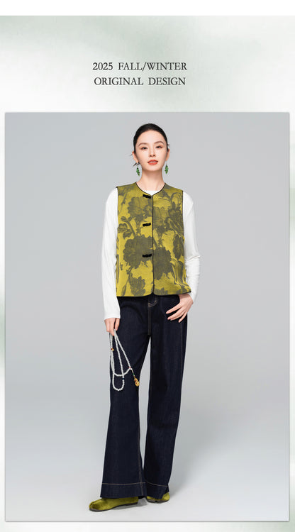 Sophisticated Jacquard Sleeveless Vest for Women