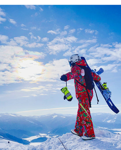 Northeast Floral Ski Suit Waterproof Jacket & Pants for Skiing