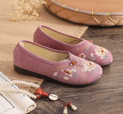 Old Beijing Style Women’s Flats — Retro Embroidered Costume Shoes