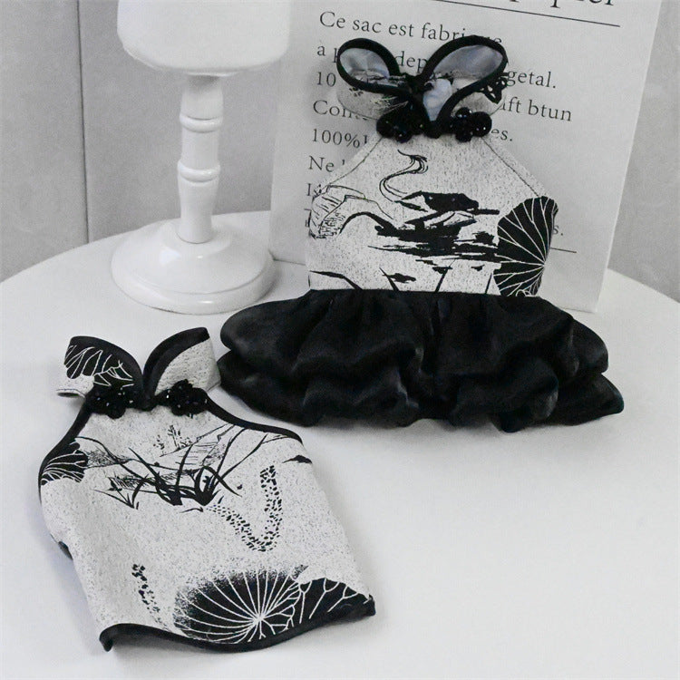 Chinese Style Pet Cheongsam Princess Style Tang Suit Dog Cat Dress Teddy Bichon Clothes