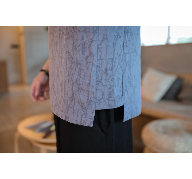 Chinese Style Mens Cotton Linen Tang Suit Short Sleeve Casual T Shirt