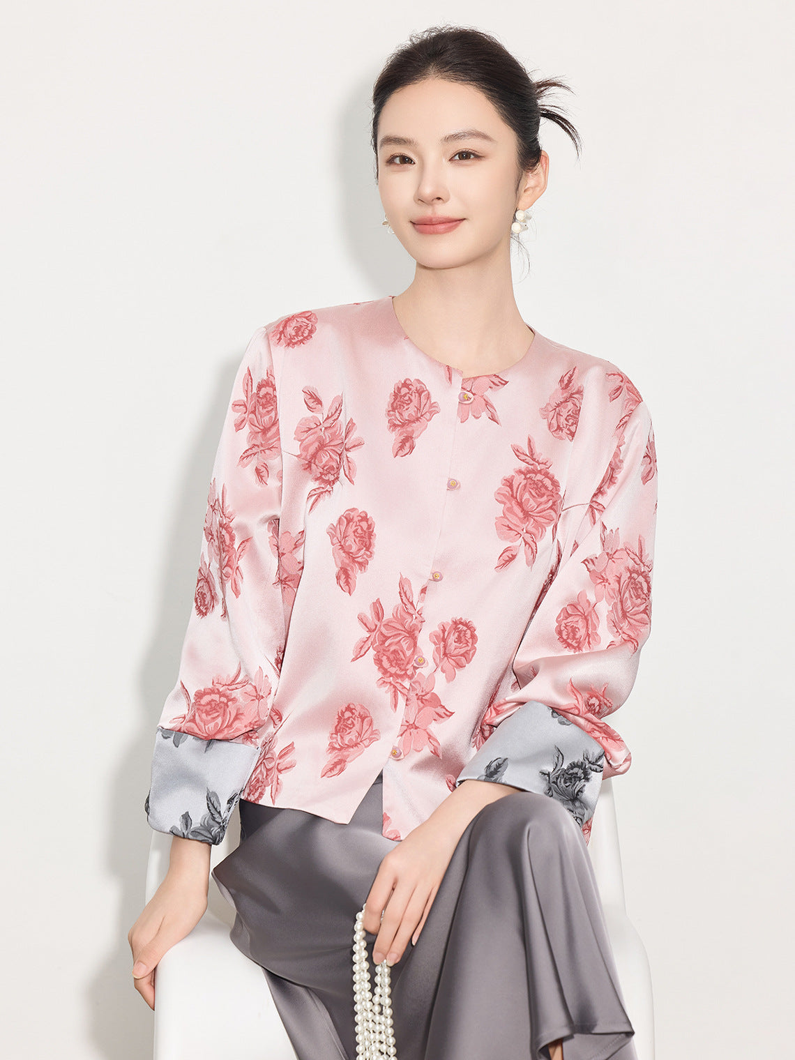 2026 Spring Summer Satin Jacquard Elegant Jacket for Women