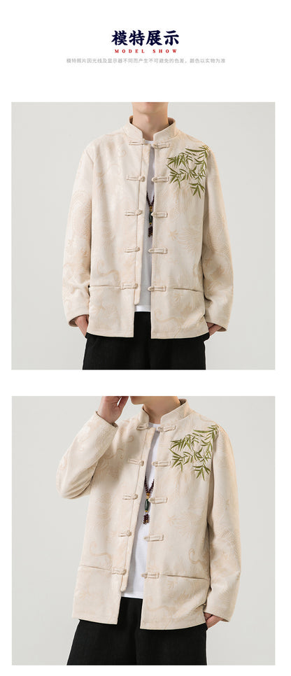 Mens Chinese Tang Suit Retro Hanfu Loose Plus Size Velvet Coat