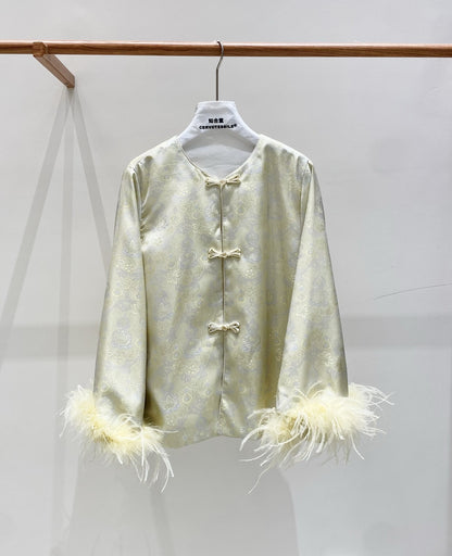 Stylish Satin Jacket with Unique Furry Sleeves