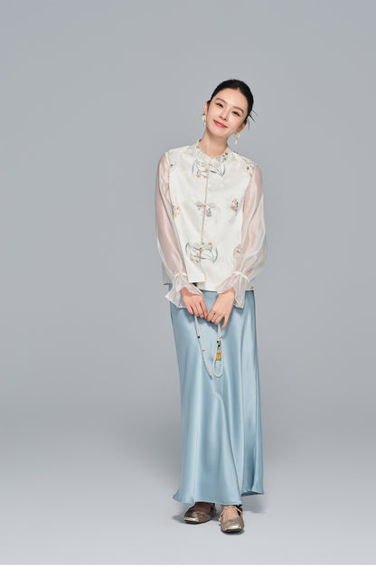 Jacquard Embroidered Stand Collar Vest