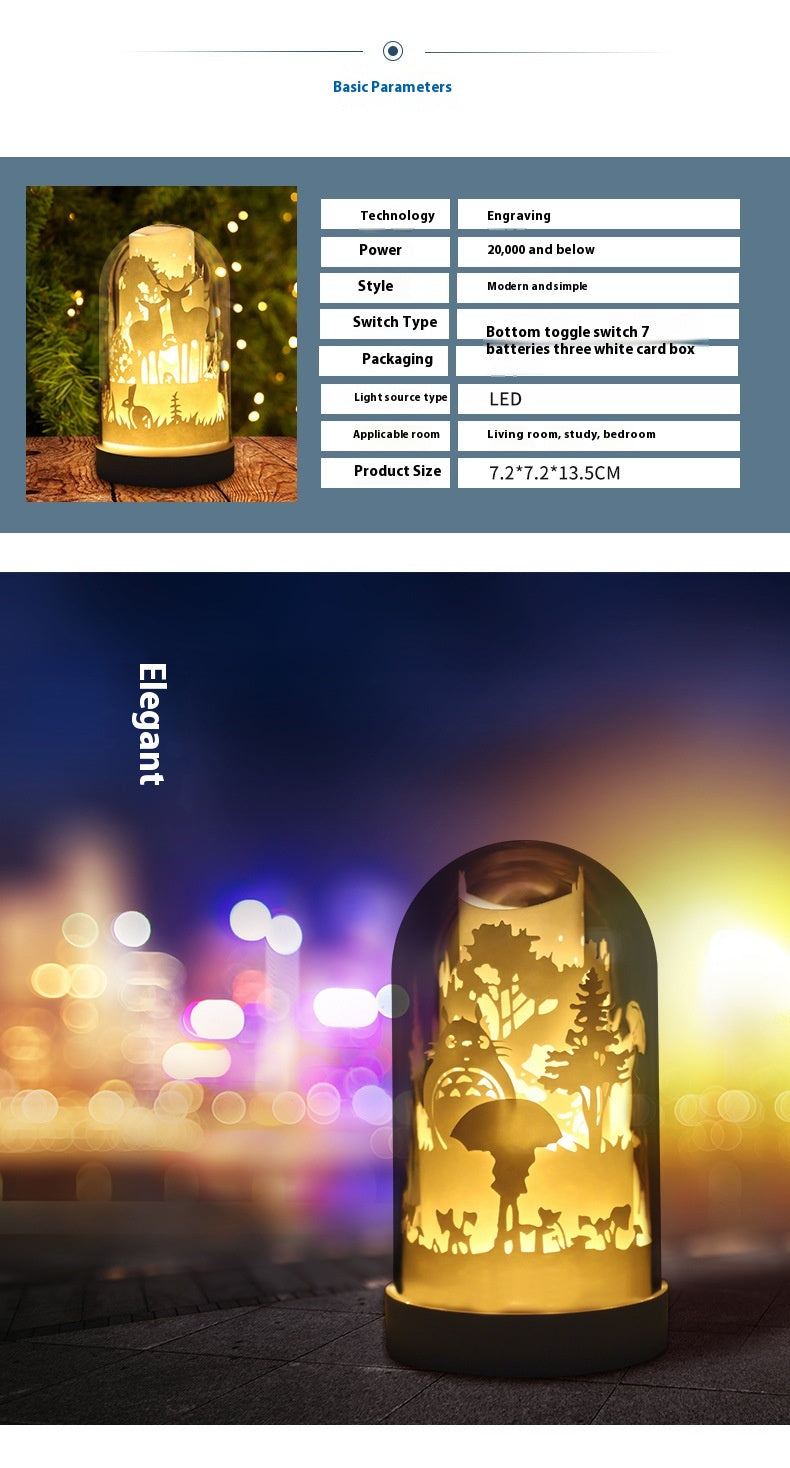 DIY 3D Paper Carving Lamp Handmade Panoramic Night Light