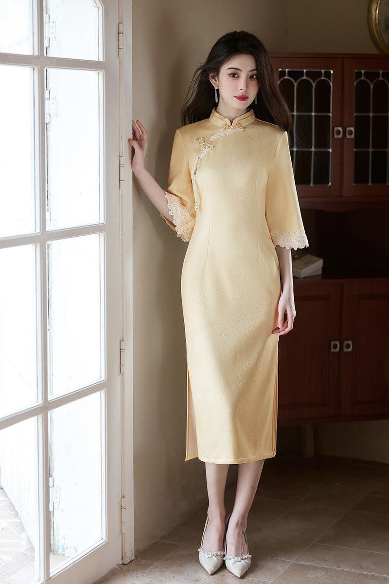 Purple Cheongsam 2025 – Elegant Young Chinese Style Autumn Dress