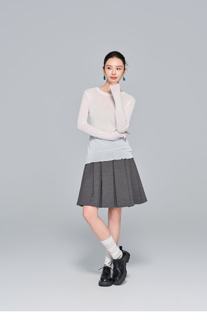 Elegant Versatile Pleated Skirt, High-Waist Design