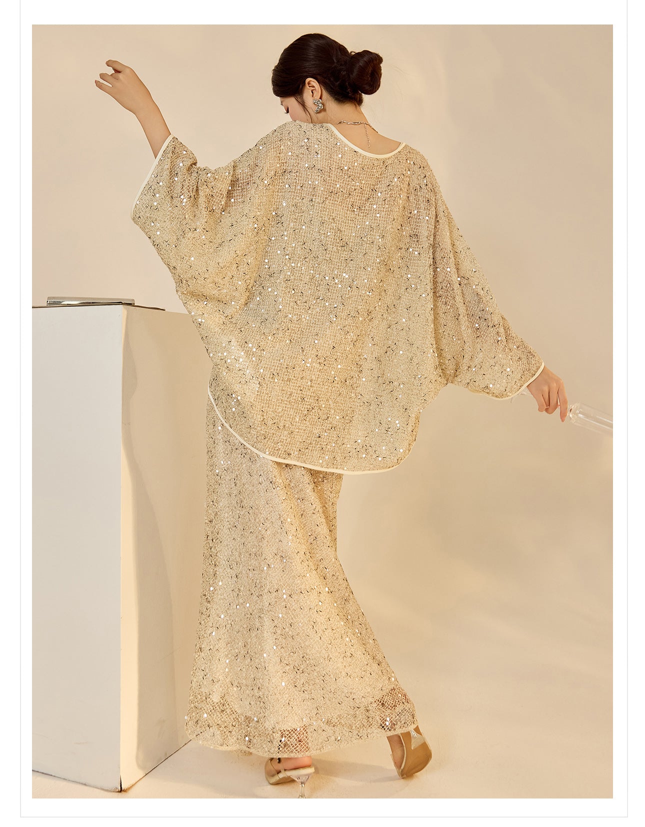 Autumn New Chinese Sequin Embroidered High-End Coat Dress Set