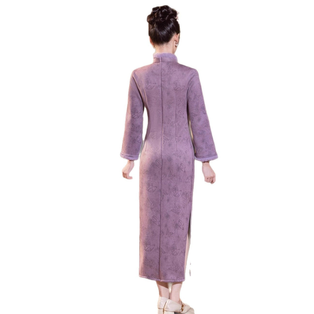2025 New Chinese Cheongsam – Youthful Elegant Purple Winter Dress