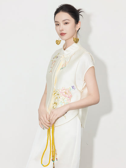 Elegant Chinese Style Design Sense Vest Top