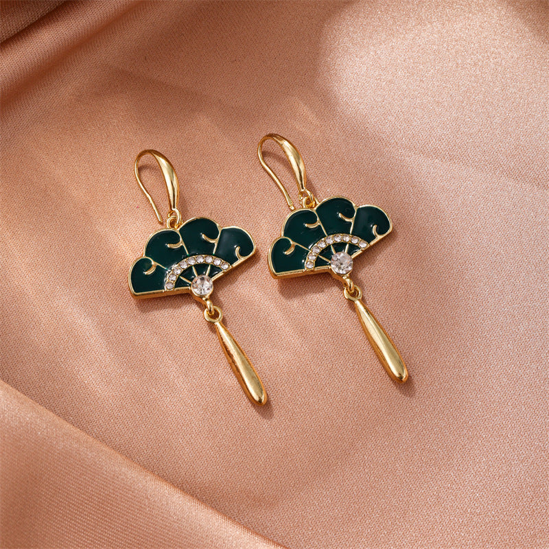 Chinese Style Fan Earrings — Handmade Tassel Ear Accessories for Women