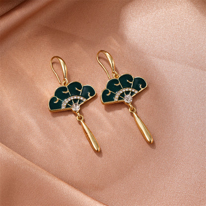 Chinese Style Fan Earrings — Handmade Tassel Ear Accessories for Women