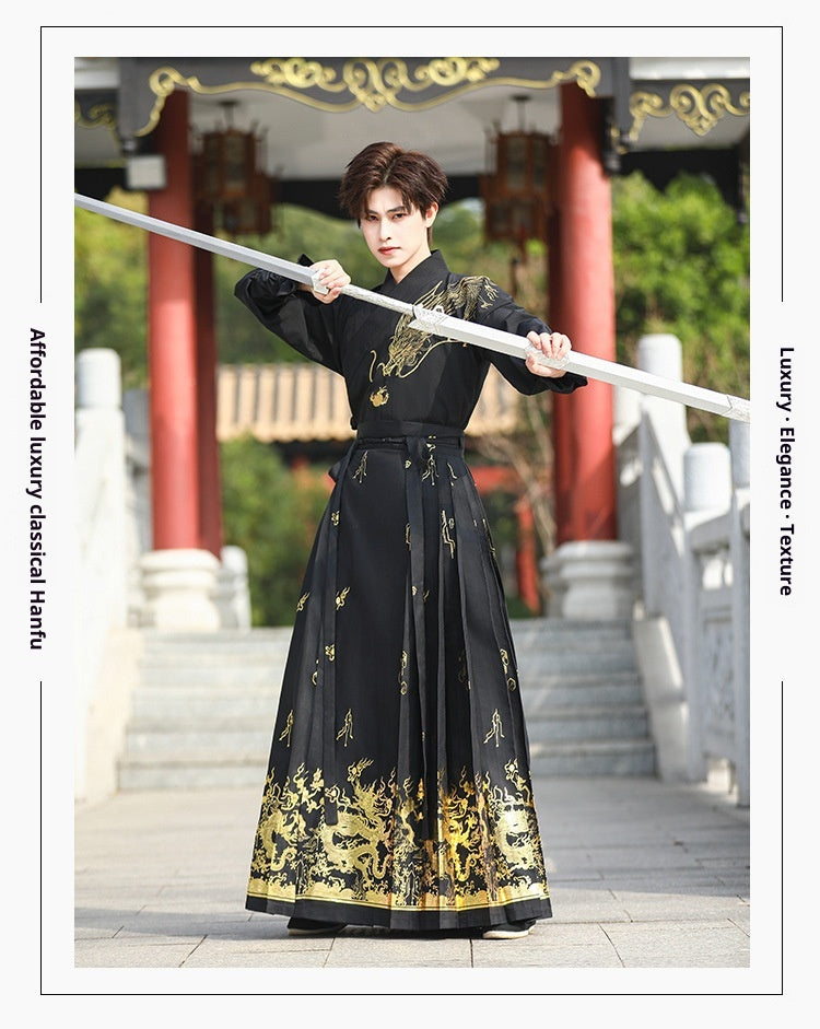 Men's Fleece-Lined Fur Collar Cloak New Chinese Style Winter Hanfu