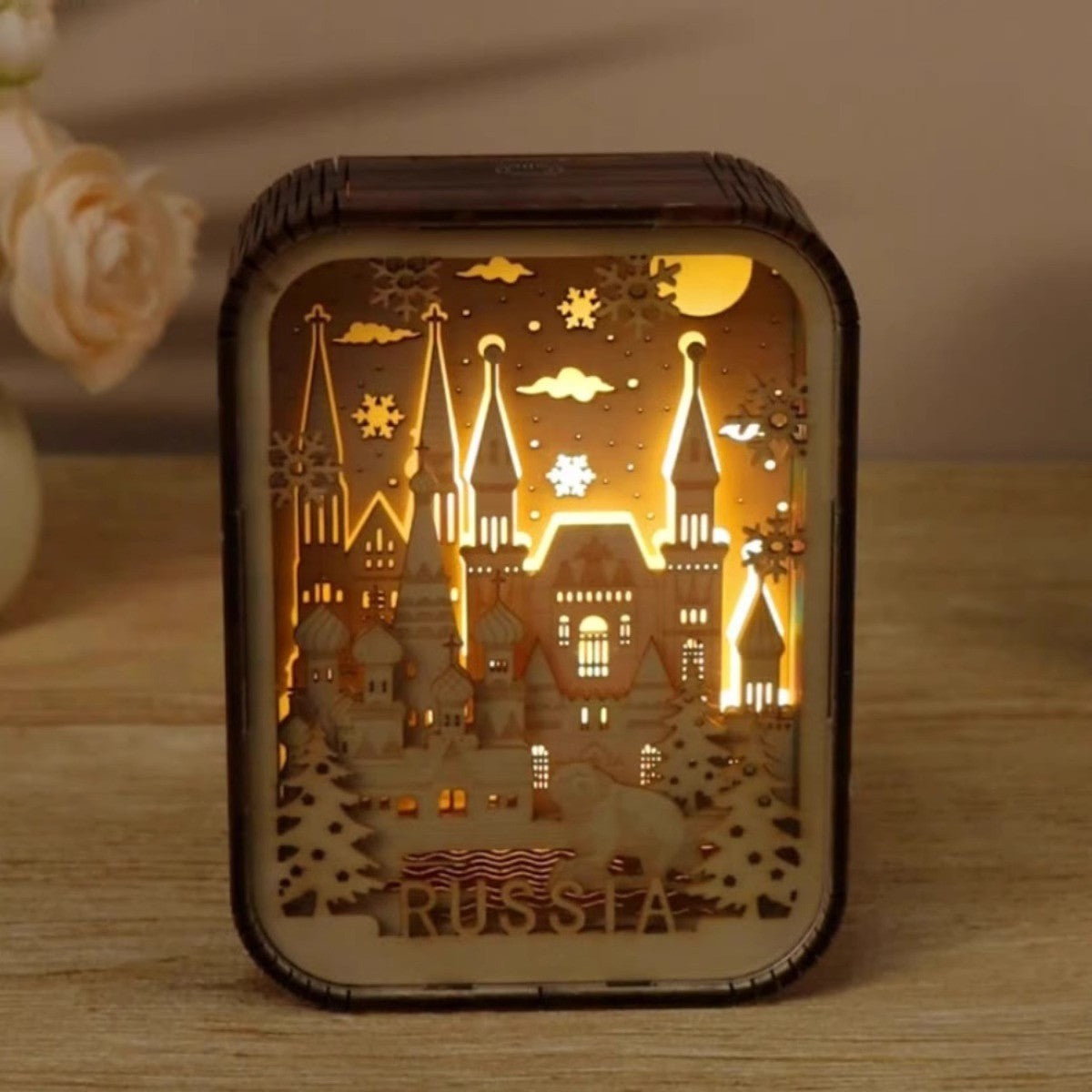 3D London City Wood Carving Lamp Night Light Mid-Autumn Gift