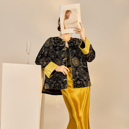 Retro Sequin Embroidered Zen Chinese Style Autumn Jacket