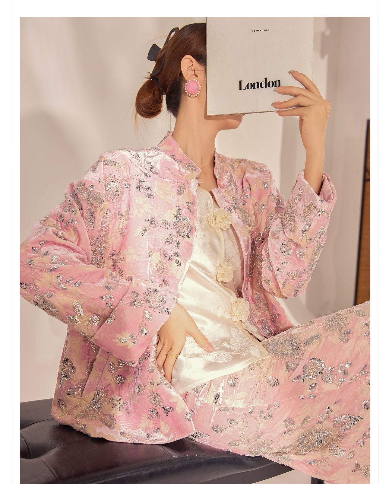 2026 Spring New Chinese Beaded Rayon Elegant Youthful Jacket