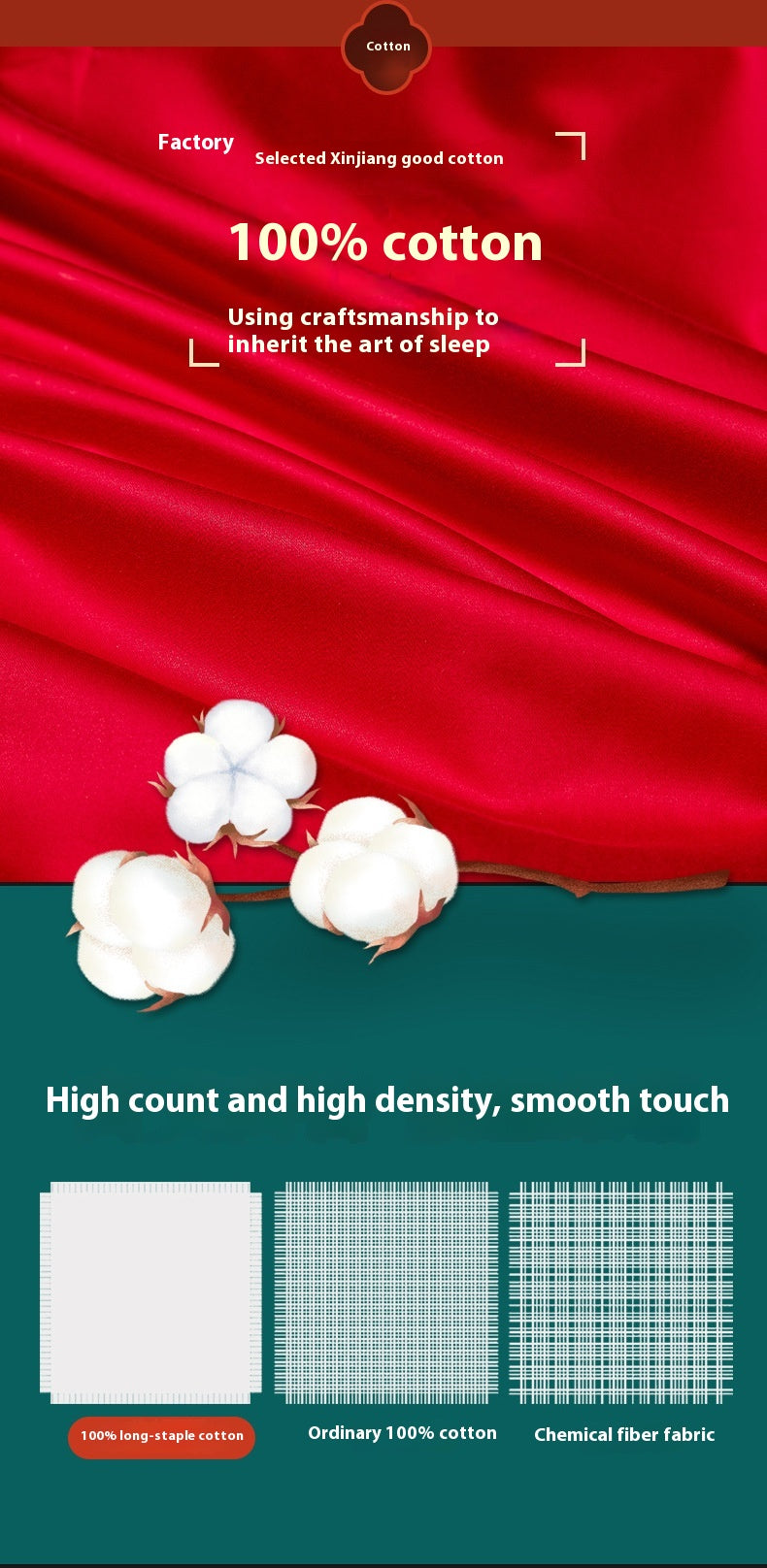 Luxury Red Cotton Wedding Bedding 4-Piece Embroidered Set