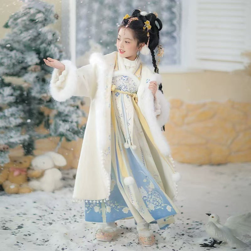 Children’s Winter Hanfu | Thickened Tang Suit New Year Outfit for Girls