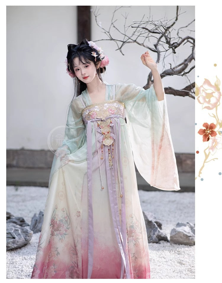 Women's Tang Dynasty Hanfu Winter Embroidered Shirt & Cloak Set