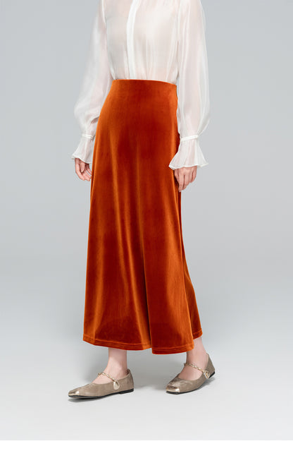 Autumn High-Waist Fishtail Velvet Skirt for Women