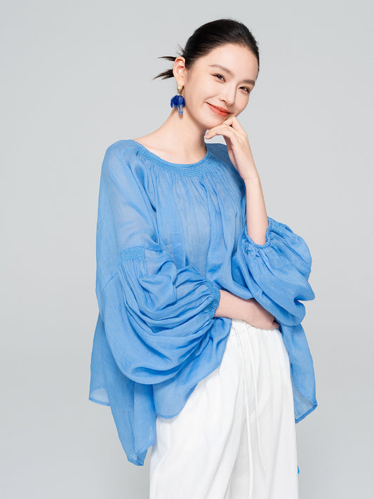 High-End Linen Casual Plus Size Women's Shirt