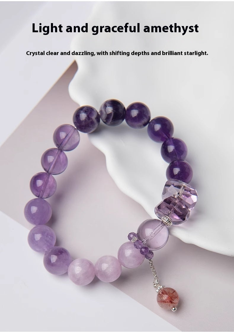Natural Amethyst Nine-Purple Fire Bracelet — Lucky Exam Charm for Women
