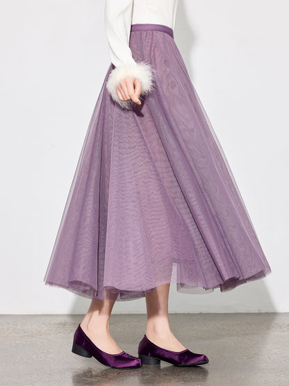 Elegant Fairy Tulle Mid-Length Pleated Skirt