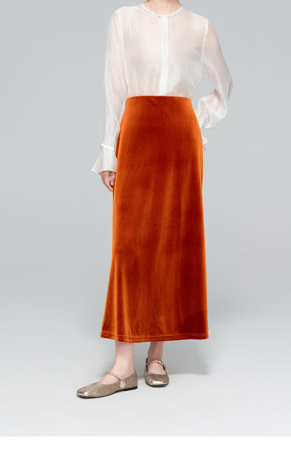 Autumn High-Waist Fishtail Velvet Skirt for Women