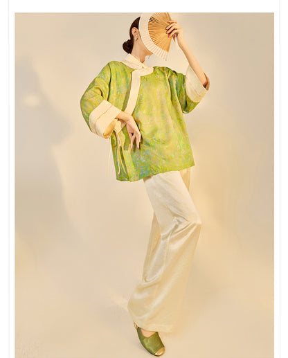 Early Autumn New Chinese Style Silk Lace-Up Short Coat | Retro Thin Top for Women