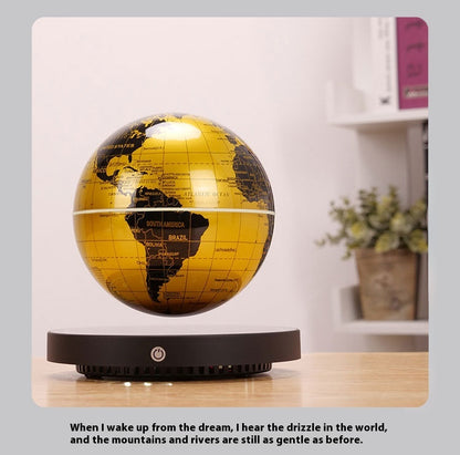 Levitating Globe Clock Night Light Gold Base Colorful Desk Lamp