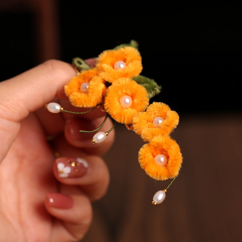 Hanfu Hairpin Osmanthus Clip Side Hair Accessory Chinese Vintage Autumn Winter