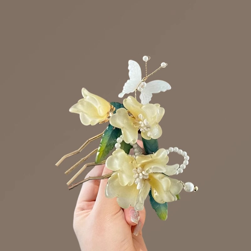 Ancient Style Flower Insert Comb | Chinese Style Hairpin Ornament