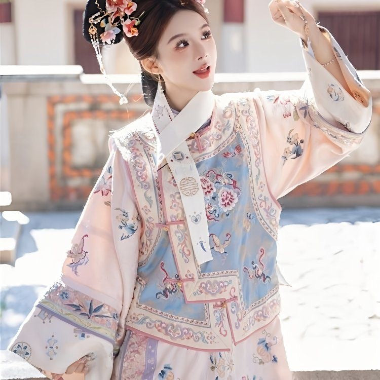 Qing Dynasty Princess Hanfu Gege Outfit – Palace Cheongsam Two-Piece Set