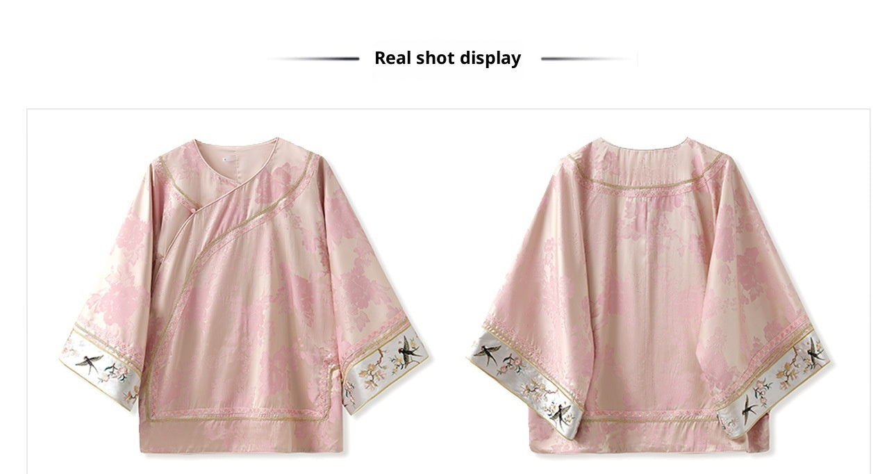 Elegant Jacquard Rayon Shirt New Chinese Style Loose Top
