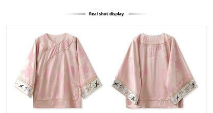 Elegant Jacquard Rayon Shirt New Chinese Style Loose Top